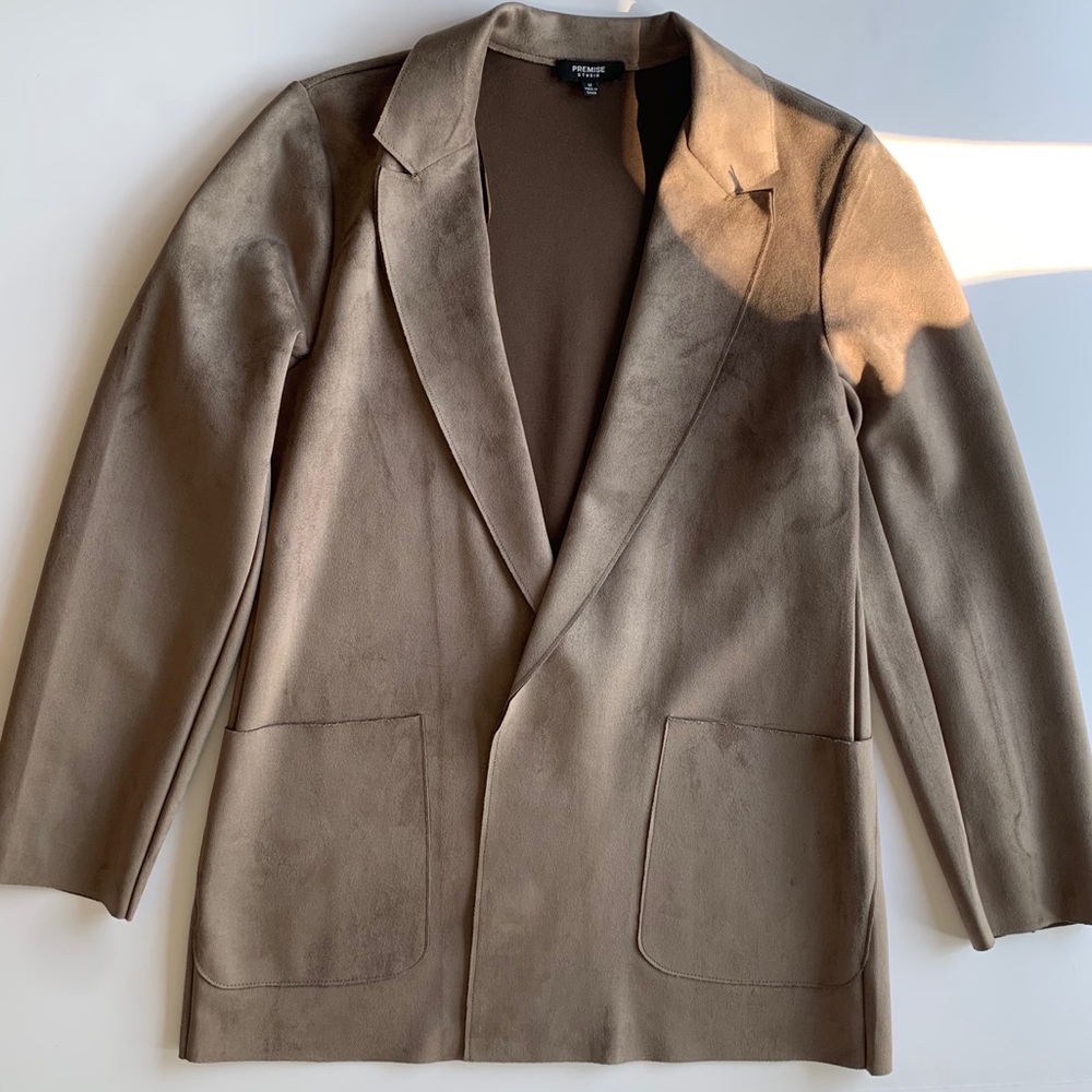 Tan brown faux leather blazer